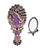 Moiom Vintage Style Metal Foldable Oval Peacock Flower Pattern Makeup Hand/Table Mirror (Copper Red)