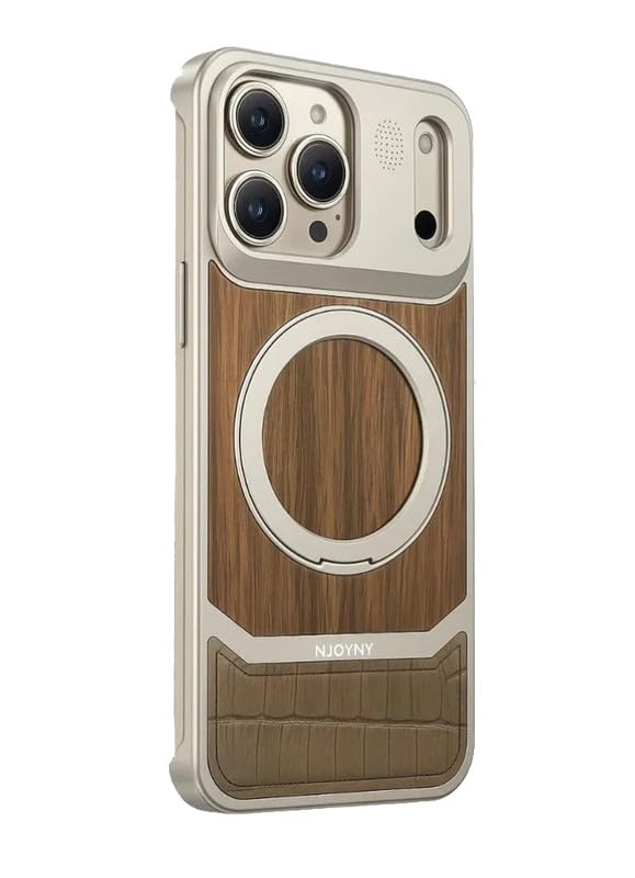 Image of Bezel-Less Slim Natural Wood Case Compatible with iPhone 17 Pro with Magnetic Ring |Cloth Aroma Therapy Wooden Case - Silver
