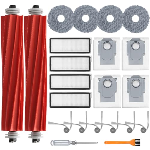 22 Pack Replacement Accessories Kit Compatible with Roborock Qrevo L/QV 35A【Not for Q Revo】 Robot Vacuum Cleaner, 2 Main Brush, 6 Side Brush, 4 HEPA Filter, 4 Mop Pads, 4 Dust Bag