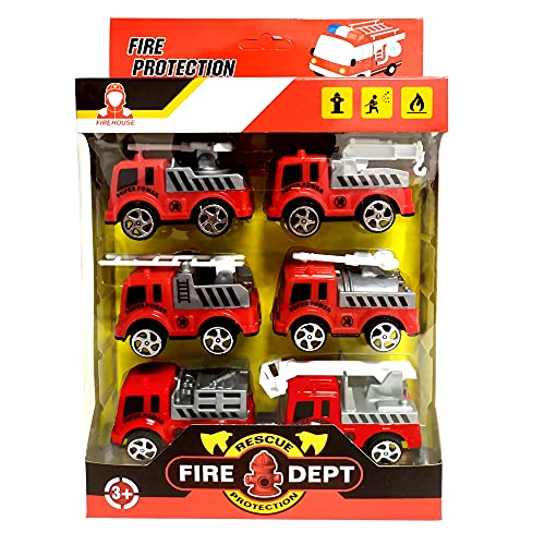 Coleção Caminhão de Bombeiro de Fricção Infantil Kit com 6
