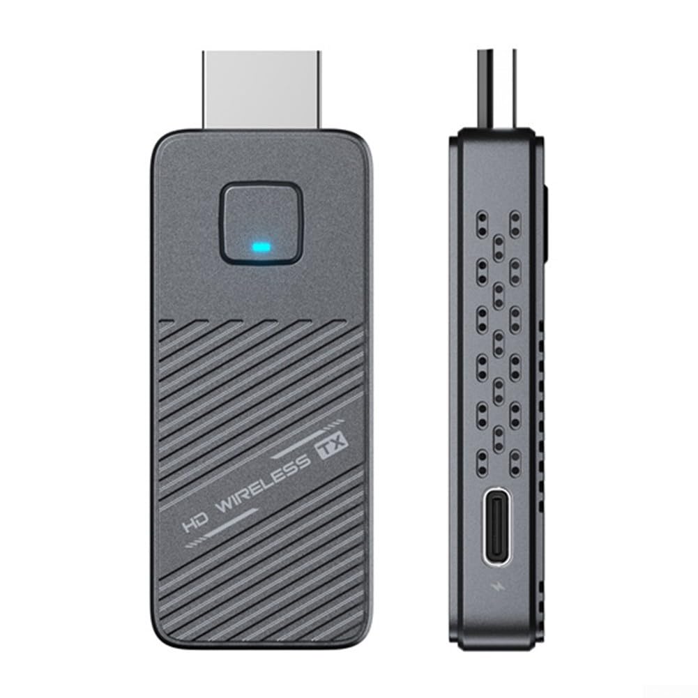 Kit receptor transmisor inalámbrico 50 metros 1080P HD adaptador de audio vídeo para PC para cámara mac reunión streaming baja latencia gris funda portátil
