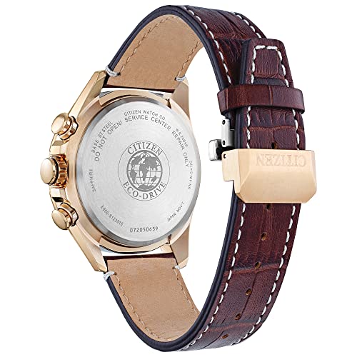 Citizen Men's Citizen Eco-Drive Chronograph Brown Leather Strap Watch Cb5919-00X - Image 2