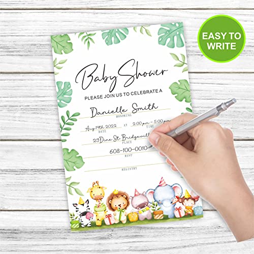 Greenery Animals Baby Shower Invitation, Woodland Baby Shower Invites Decorations, Gender Reveal Party And Events Supplies, 25 Fill-In Invites Cards With Matching Envelopes（Yqk-030） #TOP2