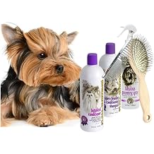 #1 All Systems Yorkie Grooming Kit, 5-Piece Set with Shampoo, Conditioner, Spray, Brush, Comb