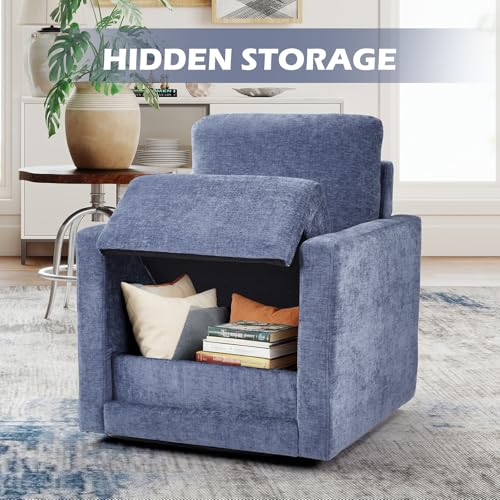 Sillón giratorio cuadrado azul con almacenamiento oculto miniatura 5