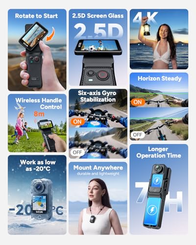 Kompakte SJCAM C400 Action Cam mit 3000mAh Akku für 7 Stunden Standby - Detailansicht von SJCAM C400 4K Vlog Kamera Test...