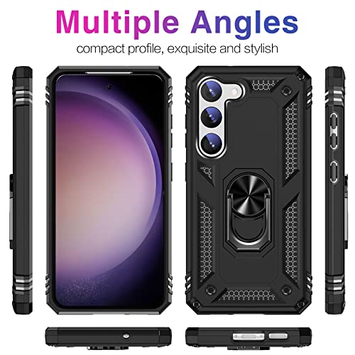 Image of Vaki Cases for Samsung Galaxy S23 Case with Screen Protector [Military Grade Drop] Heavy Duty Rugged Shockproof Protective Cover for Samsung Galaxy S23 5G Phone Case with Ring Kickstand Black