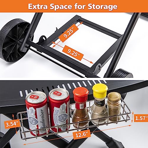 Image of Portable Cart for Weber Q1200, Q1000, Q2200, Q2000, Q2400, Folding Cart for Outdoor BBQ，Portable Stand for Weber Q Series Gas Grills and Ninja Woodfire OG700 Series