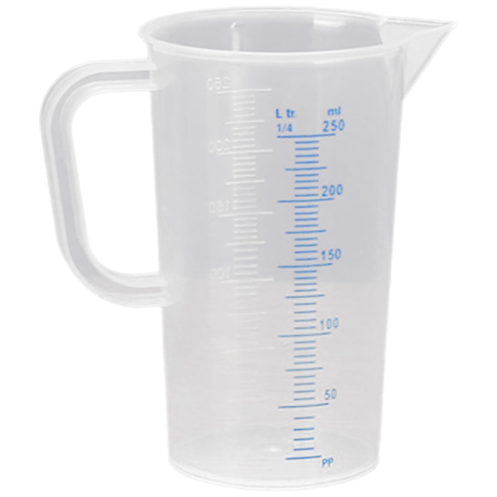 Yruioon Measuring Jug Large Plastic Measuring Cup Graduated Mixing Pitchers with Handle for Kitchen Laboratory Blue 250ml