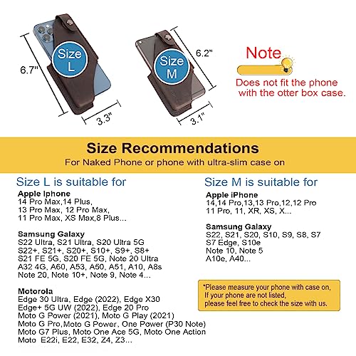 Gentlestache-Leather-Cell-Phone-Holster-with-Belt-ClipLeather-Phone-Pouch-for-iPhone-Samsung-MotorolaBelt-Case-with-Belt-LoopsLeather-Phone-Case-on-BeltCell-Phone-SheathLarge-SizeDarkbrown