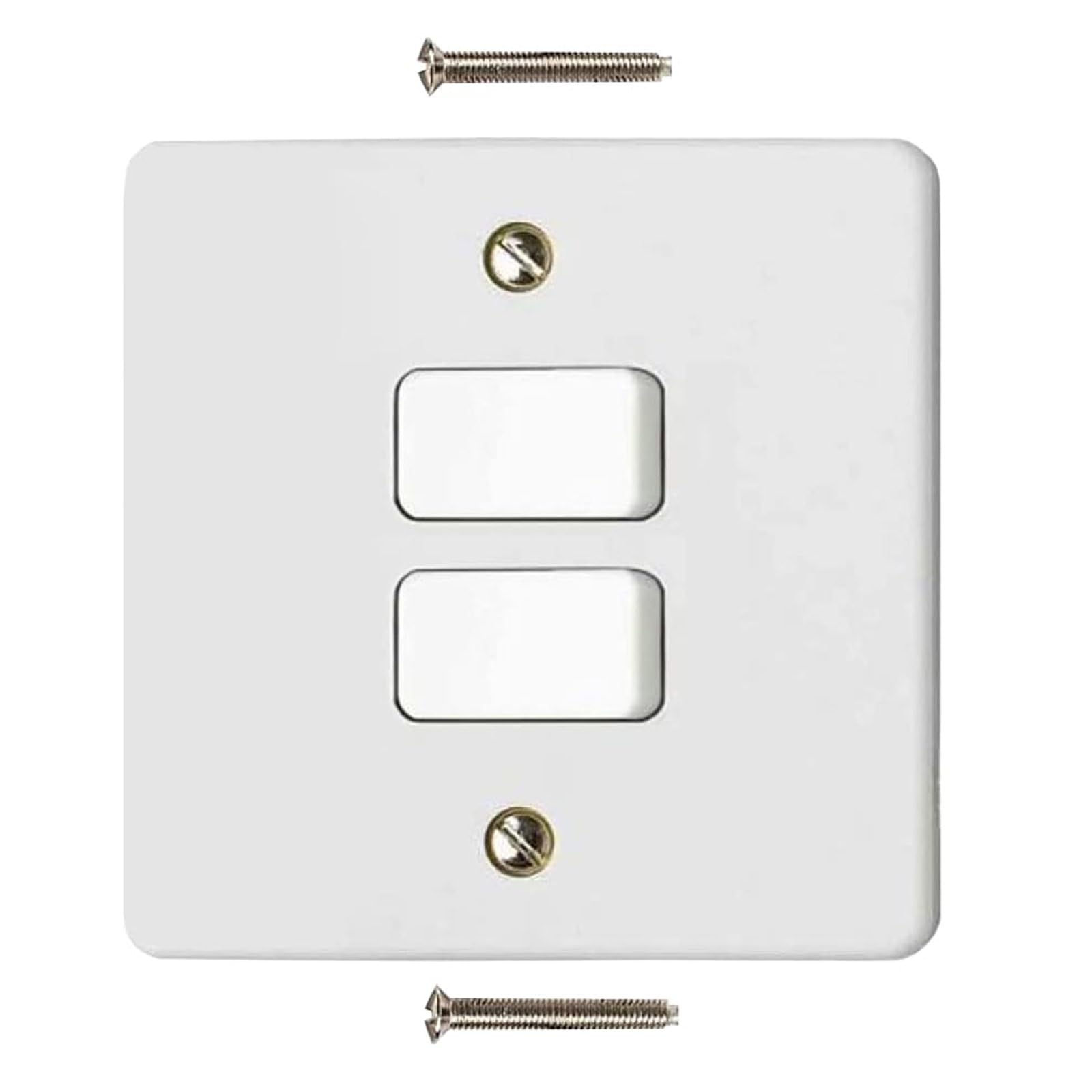 2 Gang 2 Way Light Switch, White Electric Curved Edge Light Switches with Screws, 250 V A.C