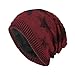 Produktbild URSING_Herren Wintermütze Draussen Wolle stricken Warmer Hut Dick Weich Mütze Long Slouch Beanie Strickmütze für Outdoor mit Fleecefutter Ski Kappen Herrenmütze (44~60cm, Rot B)