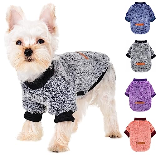 Small Dog Sweaters Chihuahua Fleece Clothes Xxs~S Winter Warm Puppy Sweaters Boys Girls Tiny Dog Outfits For Teacup Yorkie Puppies Extra Small Breed Costume (X-Small Bust 11.02") #TOP17
