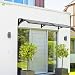 VOUNOT Vordach für Haustür 200 x 80 cm, Überdachung Haustür aus Aluminium und Polycarbonat, Pultbogenvordach, Pultvordach mit Mittelstange, Anthrazit
