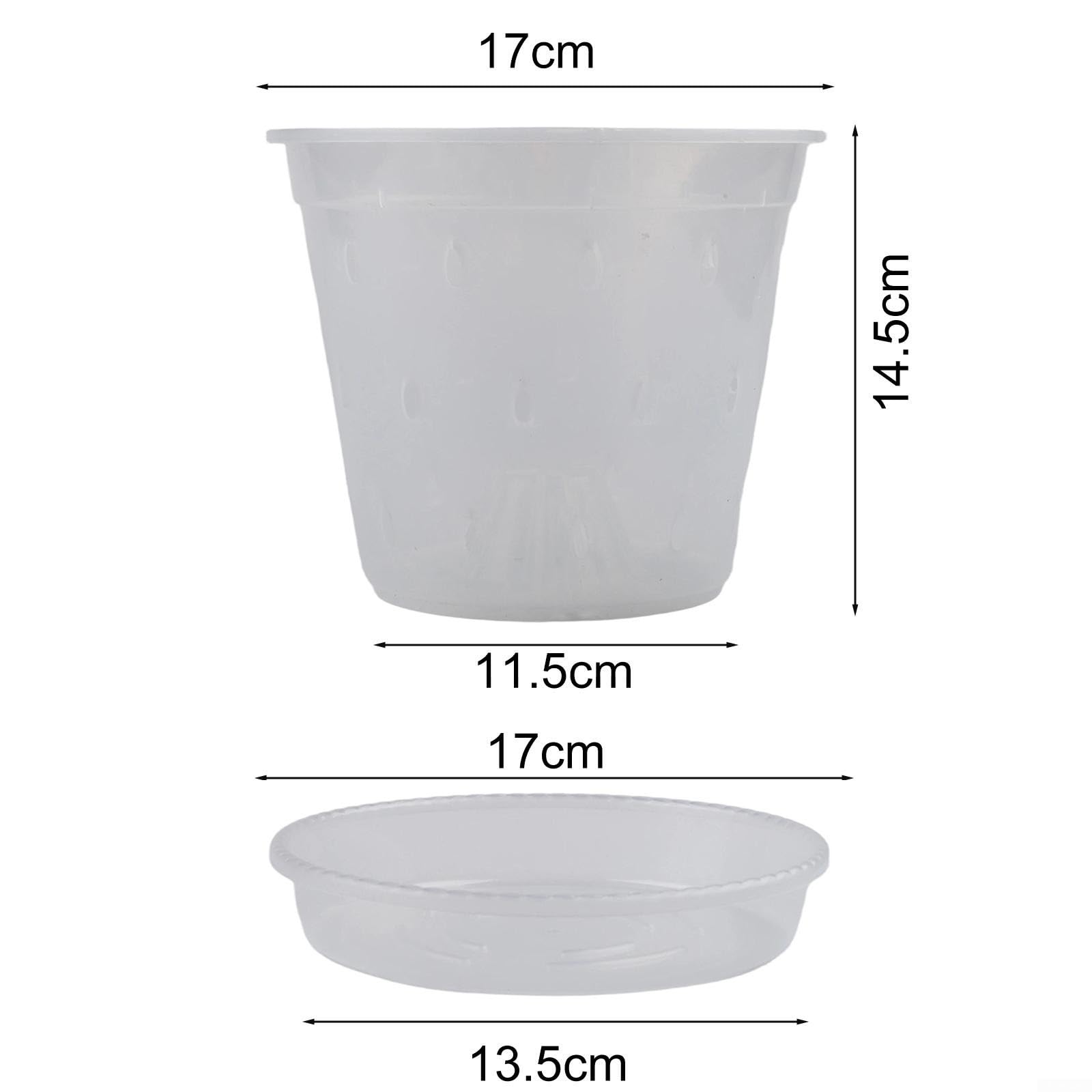 Przezroczyste plastikowe doniczki ze spodkami Doniczki do storczyków 17 cm z otworami drenażowymi, opakowanie 5 szt(B)