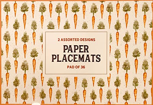 Happy Easter Heavyweight Disposable Paper Placemats, Set Of Assorted Designs (Cottontail Farms & Carrots, 36), 16 Inch X 11 Inch #TOP11