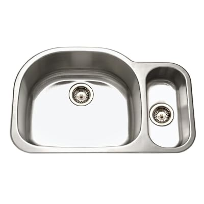 Houzer MG-3209SR-1 Medallion 32-by-21-Inch 80/20 Double Bowl Undermount Stainless Steel Right Side Prep Sink