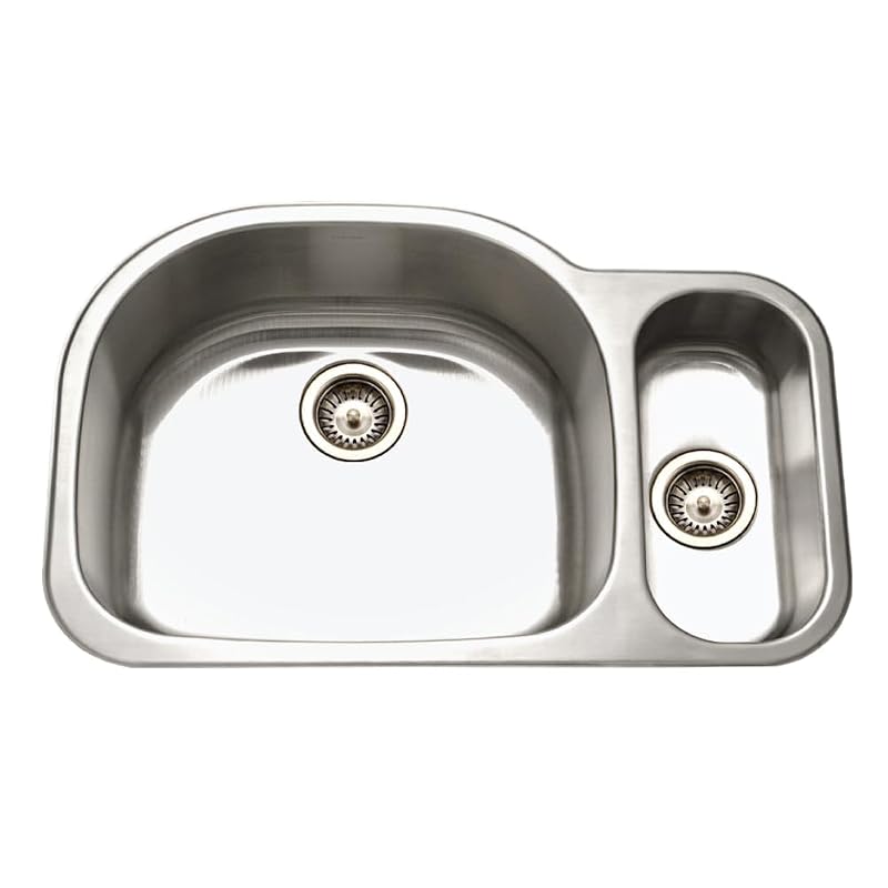 Houzer MG-3209SR-1 Medallion 32-by-21-Inch 80/20 Double Bowl Undermount Stainless Steel Right Side Prep Sink