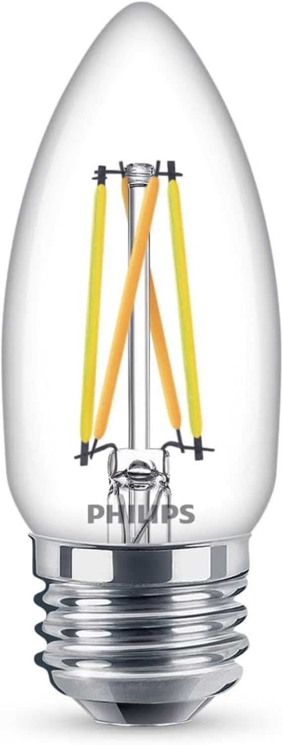 PHILIPS LED 40W B11 9-Pack Ultra Definition Soft White (2700K) 300 Lumen (3.5W = 40W) Dimmable Clear Flicker-Free Candelabra Light Bulbs
