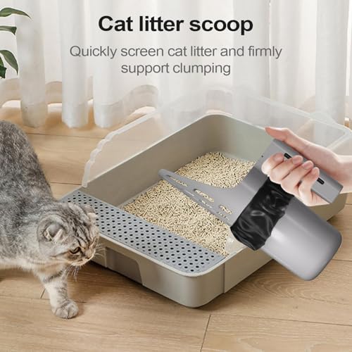 Cat Litter Scooper With Stand - Upgraded Cat Poop Scoop With Holder, Waste Can Cats Litter Scooper | Pet Supplies Shovel Sifter Trash Can Poop Remover For Indoor Home Outdoor - Image 2