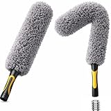 Opow Flexible Microfiber Feather Duster, Electrostatic & Bendable Ceiling Fan Duster, Non-Slip Hand-Grip, Fits All Extension Poles with Standard US Acme Thread (Pole Sold Separately)