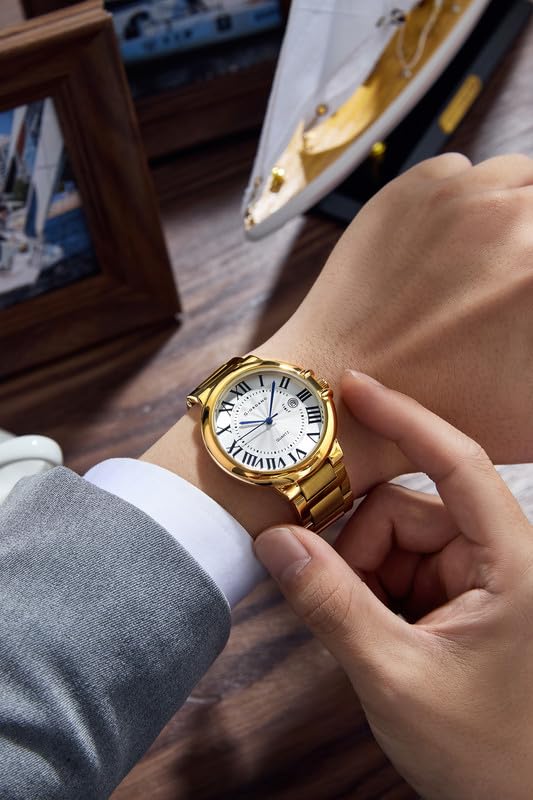 Image of Giordano Analog Quartz Watch for Men - Stainless Steel Strap, Textured Dial with Roman Numerals, Blue Hands, Date Display