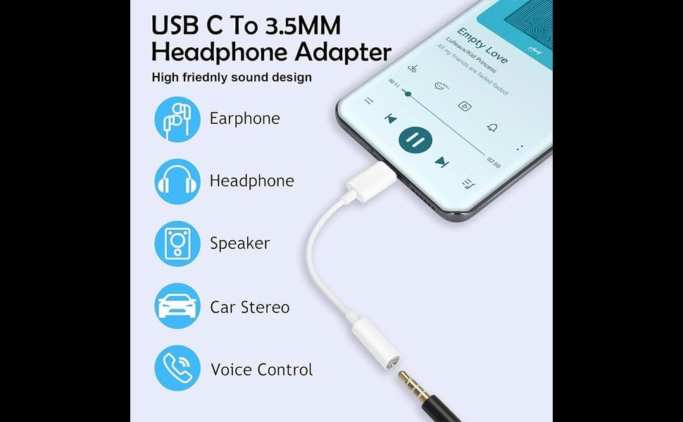 Image of Samsung Type C to 3.5 mm Audio Jack Connector, Headphones Jack Converter for Galaxy S24, S23, S24 Ultra, S8 Plus, S9, S9 Plus, S10 Plus, S10 Lite, S20 Ultra, S21 FE, & Other Samsung Devices - White