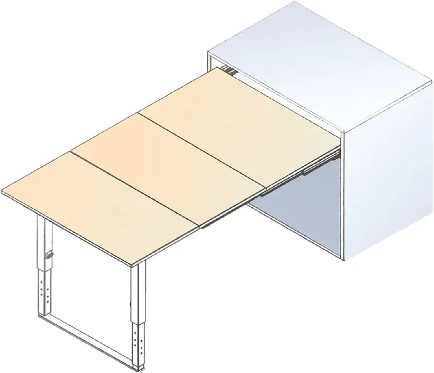 Hardware Full Extension Side Mount Drawer Slides Hidden Folding Table Rails Aluminum Cabinet Drawer Telescopic Dining Slide Flat Push Hardware Accessories(440-900)