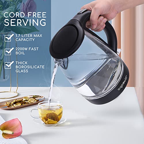 Aigostar Adam - Borosilikat Glas Wasserkocher 1,7 Liter, 2200 Watt, LED-Beleuchtung, Schnellkochfunktion, 360° Basis… - Image 7