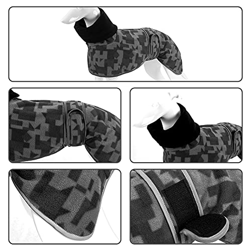 Winterpullover aus Fleece für Whippet Windhunde, warmes Fleece-Futter und verstellbare Bänder, Grau