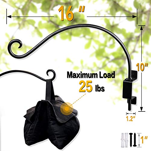 AJART Bird Feeder Hanger of Swivel Hanging Plant Bracket for Outdoor(16 inch/Black) More Suitable for Outside birdhouses Plant Hooks