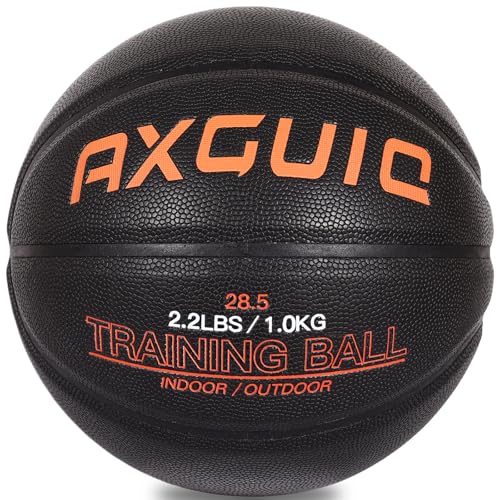 AXGUIQ 2.2LBS Weighted Heavy Training Size 6 Basketball 28.5 Composite Leather Enhances Ball Handling Dribbling and Passing Skills Ideal for in & Outdoor Practice (deflated)