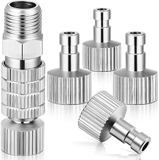 Airbrush Quick Release Coupling Disconnect Adapter Kit, 5 Pieces 1/8 Inch Female Connectors and Male Adapters Adjustment Control Valve Airbrush Accessories for Air Compressor and Airbrush Hose