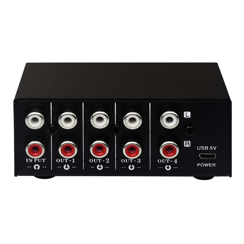 Separatore di sorgente segnale stereo 1 in 4 uscite audio RCA