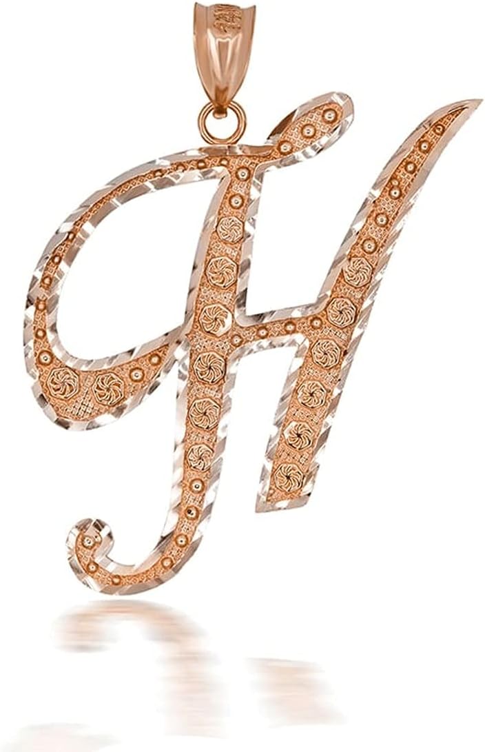 Certified 10k Gold Script Initial Letters "A-Z" Pendant Charm Necklace