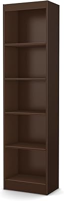 South Shore Axess 5-Shelf Narrow Bookcase, Chocolate