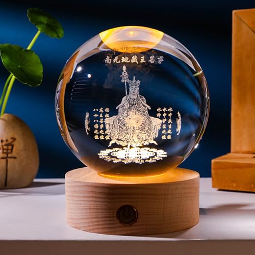 ノーブランド品 3Dクリスタルボール水晶玉LED観音菩薩阿弥陀仏置物模型誕生日プレゼント男性女性人気インテリアオシャレ癒しグッズ水晶玉LEDライトベース間接照明雰囲気作り飾り記念日母の日父の日カップル彼女彼氏子供友達ギフト地蔵王菩薩並行輸入品 [並行輸入品