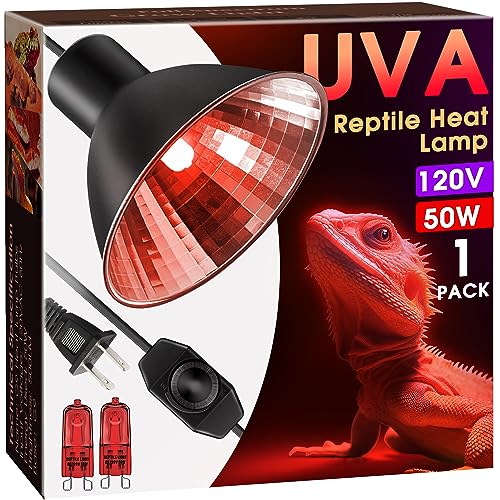 Image of Briignite Reptile Heat Lamp Red, 50W G9 Heat Bulb & Dome Reptile Light Fixture, Aluminum Reflector, Dimmable Heat Lamp for Chicken, Turtle, Snake, Gecko, Lizard, 1 Pack