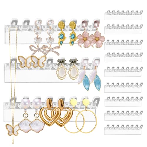 xtemtoamz Porte Bijoux Mural, Support Boucle D'oreille, Présentoir Collier, Présentoir Bracelet Porte Collier, Support Mural pour Boucles D'oreilles Chaînes Bracelets, 9,5 X 2,4cm, 9 Pièces
