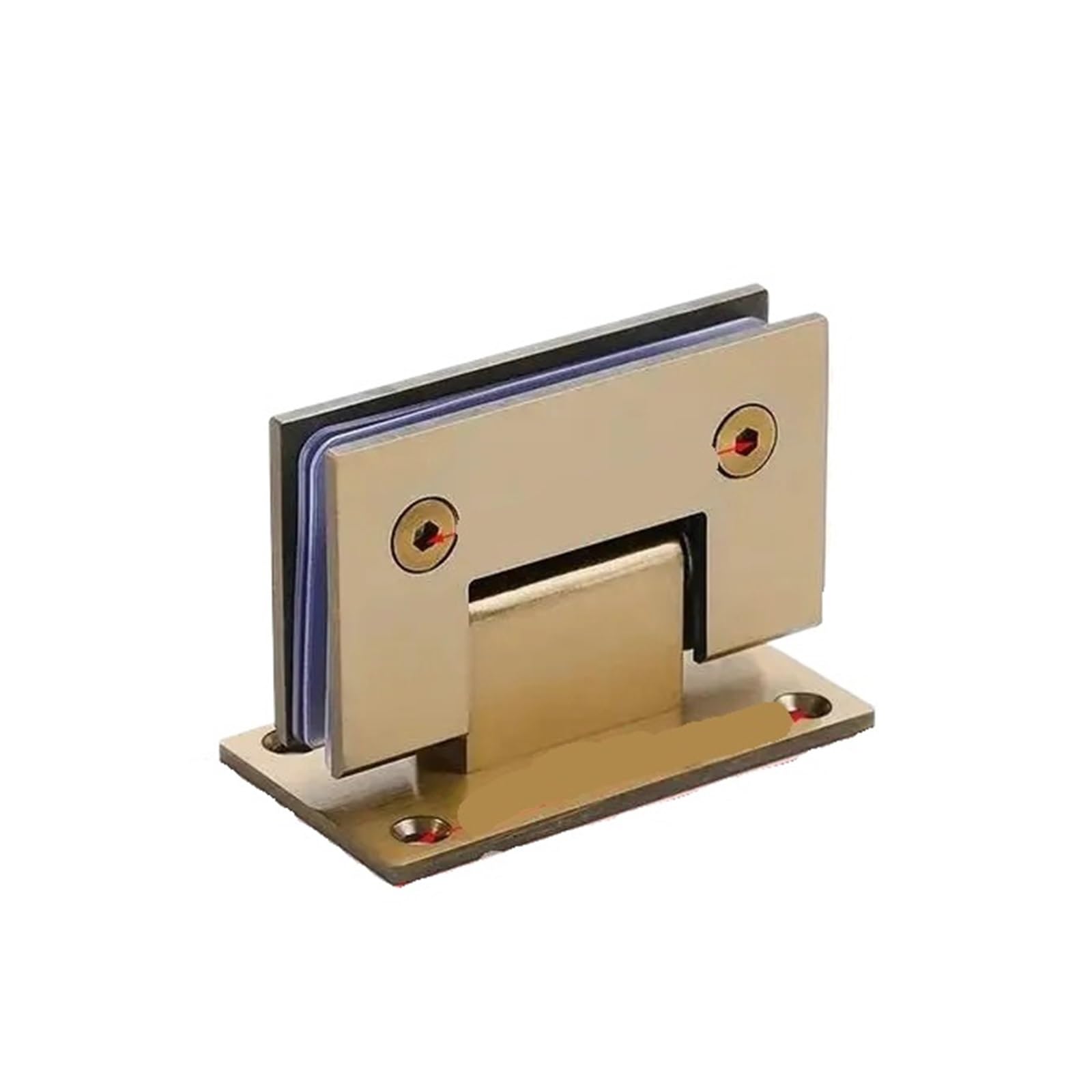 Hinges, 4pcs Brushed Gold Color Shower Room Glass Clip Clamp Double Degrees(Brushed Gold 90 Degree)