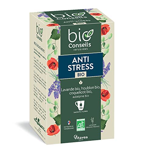 BioConseils - Infusion bio anti-stress - Lavande houblon coquelicot aubépine - 20 sachets