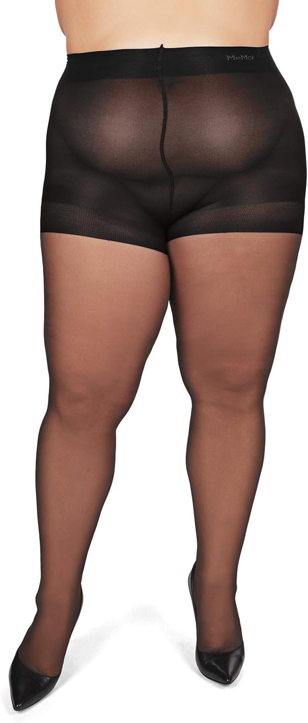 MeMoi Plus Size Curvy Control Top Pantyhose for Women, Comfortable Sheer Pantyhose, Lightweight Womens Stockings, Sizes 1X-QP