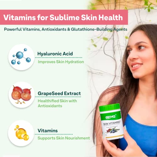 OZiva Skin Vitamins 60 Capsules for Men & Women (with Hyaluronic Acid, Vitamin E & C for Radiant Skin & Hydration, Certified Clean & Vegan - Image 3