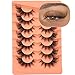 False Eyelashes Wispy Lashes Natural Look Fake Eyelashes Cat Eye Lashes Mink Fluffy Strip False Lashes Fox Eye Lashes Pack 7 Pairs ALICROWN