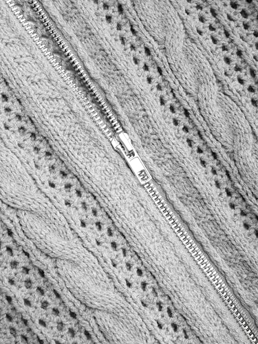 CIDER Women’s Zip Up Hoodie Crop Top Hollow Out Knitted Long Sleeve Cardigan Jacket Sweatshirt2