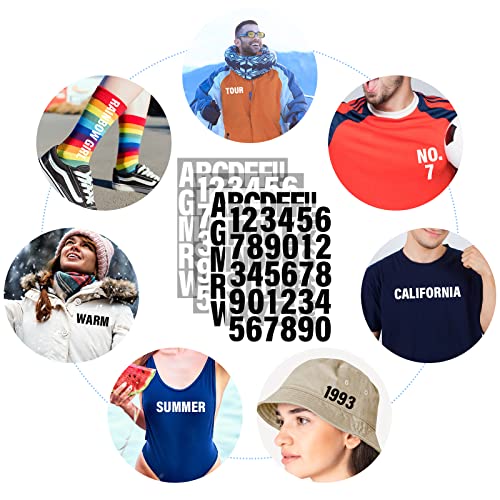Image of 12 Sheets 500 Pieces Iron on Letters and Numbers, 2 Inch Iron on Vinyl Letters for Clothing, Heat Transfer Letters with A-Z PU Alphabets Sticker, Iron on Letters for Fabric,T-Shirt Printing DIY Craft