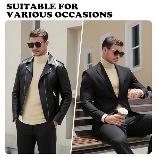 Image of Men's Turtleneck Casual Basic High Neck Long Sleeve T Shirts Half Neck Lightweight Pullover Sweater