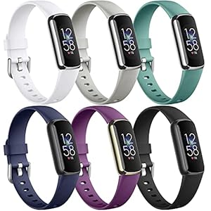 Maledan 6 Pack Bands Compatible with Fitbit Luxe Bands, Soft Silicone Replacement Wristband Compatible for Fitbit Luxe…