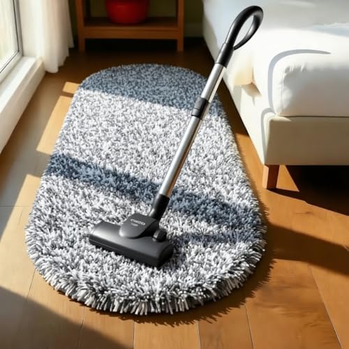 Image of Fluffy Silky Micro Fiber Polyster Carpet /Runner for Bedroom, Study Room, Playing Room, Guest Room ETC. 3x5 feet Feet, (Grey and Ivory Mix)