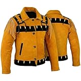 Western Reiter Lederjacke Indianer Tracht Westernjacke Jacke Karneval, Größe:48